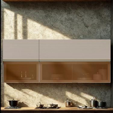 Imagem de Armario Aereo 120 Cm E Armario Aereo 60 Cm Vidro Proenca Nogueira Nude Prime Demartez