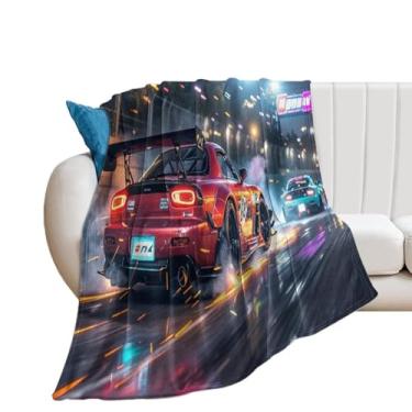 Imagem de HouLaiZhe Cobertor super macio flanela corrida JDM carro Rx7 esporte leve cobertor refrescante para sofá-cama cadeira sofá carro viagem ao ar livre leve quente 101,6 cm x 152,4 cm