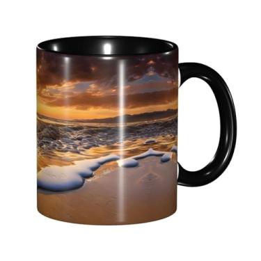 Imagem de Zeraoke Sunset Beach Print Canecas de café criativas, personalizadas, presente para família, tamanho de 325 ml, unissex
