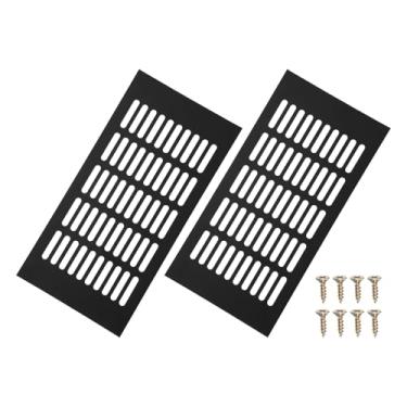 Imagem de PATIKIL 2 peças de tampa de ventilação de porta de 30 x 15 cm, capa de ventilação de grade de alumínio com parafusos de montagem para porta de teto de armário de guarda-roupa, preto