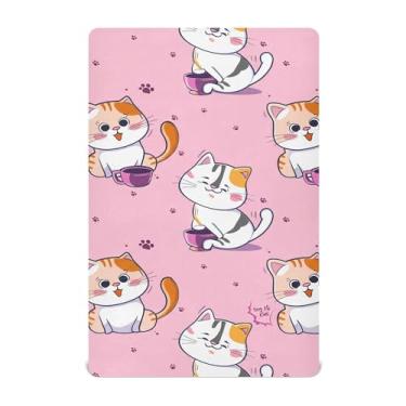 Imagem de xigua Lençóis de berço com desenho de gatos para meninas e meninos, lençol macio e respirável, adequado para berço padrão e cama infantil 71 x 132 cm