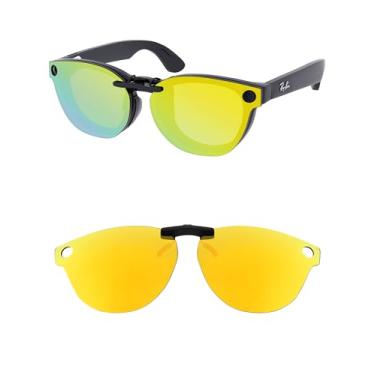 Imagem de HILEEN Óculos de sol polarizados com clipe para Ray-Ban Meta Skyler RW4010 e Gen 2 RW4014 52 mm para homens e mulheres proteção UV - ouro