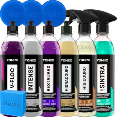 Imagem de Kit Lavagem e Revitalização Automotiva Sintra Fast Restaurax V-Floc Hidracouro Higicouro Intense Vonixx