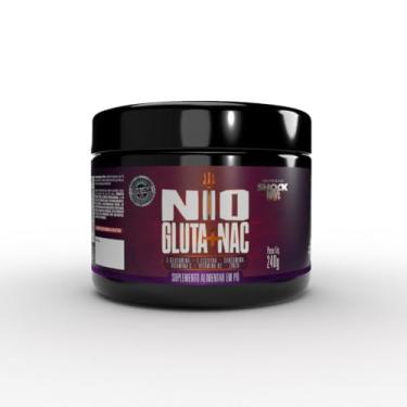 Imagem de Shock Wave Nio Gluta-NAC Suplemento em Pó, L-Glutamina 3000mg, L-Cisteína 600mg, Cúrcuma 72mg, Vitamina C 500mg, Vitamina B2, Zinco, 240g, 30 Porções, Livre de Glúten