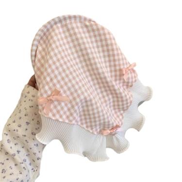 Imagem de JEBELE Bandana feminina de renda, cachecol triângulo guingão vintage com laço, estilo retrô francês para roupas boho chique e casual (2 - rosa laranja, tamanho único)