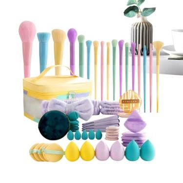Imagem de Pincéis De Maquiagem - 59 Peças De Ferramentas De Cosméticos | Conjunto De Pincéis | Para Pó Solto, Blush, Batom, Base, Sombras, Corretor, Mulheres, Meninas, Adolescentes E