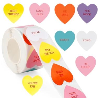 Imagem de Heart Stickers, 1000Pcs Colorful Valentines Heart Stickers, 1Inch Happy Valentines Day Conversation Sticker, Self-Adhesive Sweet Love Sticker for Classroom Cards Gifts Boxes Envelope Seals