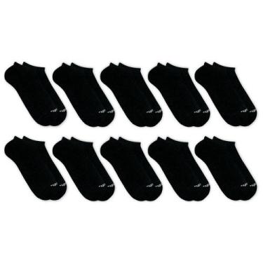 Imagem de Kit Meia Invisível Mash 10 Pares Algodão Sem Cano Esportiva, Preto, 34