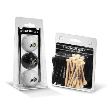 Imagem de Team Golf Bolas de golfe impressas com logotipo NCAA Colorado Buffaloes (3 unidades) e camisetas de golfe de 7,9 cm (50 unidades), multicoloridas