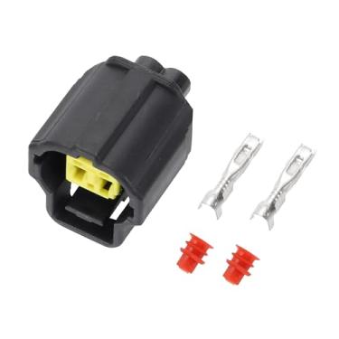 Imagem de Hihaha Plugue conector de sensor à prova d'água automático para Toyota/conector terminal de fio fêmea interno/plástico impermeável série de 1,8 mm/1 conjunto preto de 2 pinos