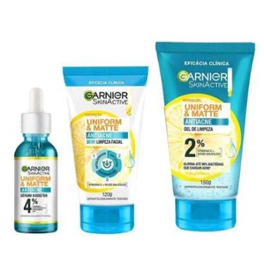 Imagem de Garnier Skin Uniform & Matte Kit - Sérum Facial + Sabonete Facial 3 em 1 + Gel de Limpeza Facial Kit-Unissex