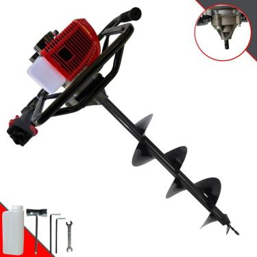 Imagem de Perfurador de Solo Perfuratriz Anmax GD520-B À Gasolina 52cc 2,2HP 7.000rpm Motor 2 Tempos Completo Com Broca 80X20cm