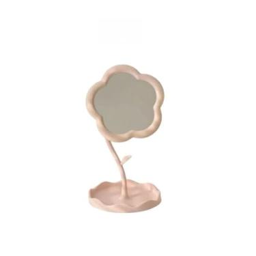Imagem de Espelho Maquiagem, Design Floral, Requintadamente Encantador, Adequado Para Penteadeiras e SecretáRias, PortáTil(Rosa,2 peça)