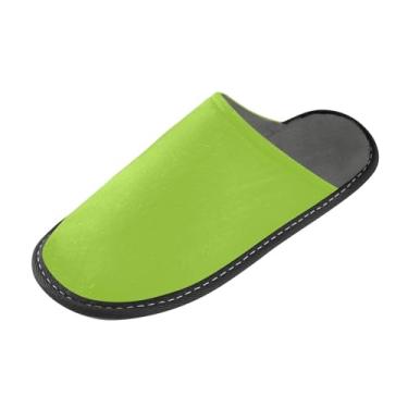 Imagem de Pantufas femininas felpudas e aconchegantes para uso interno de inverno, antiderrapante, espuma viscoelástica verde grama, tamanho 4-5, Verde grama, 4-5 Wide