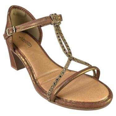 Imagem de Sandália Feminina Mississipi Salto Bloco Tira Ajustável (Bromze, BR, Adulto, Numérico, 37)