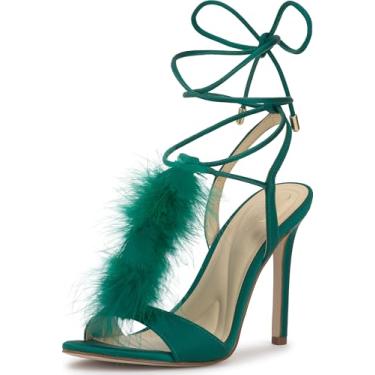 Imagem de Jessica Simpson Sandália feminina de salto Jenzin, Cetim verde-pedra, 35