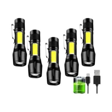 Imagem de Lanterna Mini Recarregável COB+XPE Portátil Com Zoom Para Camping E Em