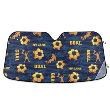 Imagem de Bola de futebol azul amarela para para-brisa de carro proteção UV para-brisa para-sol para SUV grande