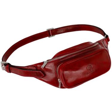 Imagem de Bolsa de couro | Bolsa de barriga | Bolsa de cintura | Bolsa de cinto de couro | Pochete de couro feita à mão na Itália – Time Resistance, Vermelho, One Size, Clássico