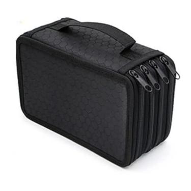 Imagem de Estojo Escolar Com 4 compartimentos, Capacidade para 72 lapis,1borracha e 1 apontador. Otima Escolha para o seu dia a dia. (Preto)