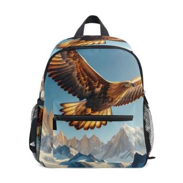 Imagem de GAIGEO Eagle Mountains Print Backpack for Kids with Whistle, Adjustable Chest Strap, Toddler Backpack for Boys Lightweight & Compact for Ages 3-8