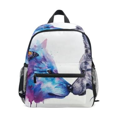 Imagem de GAIGEO Wolf Kissing Kids Small Backpack with Whistle, Adjustable Chest Strap, Little Girl Backpack Lightweight & Compact for Ages 3-8