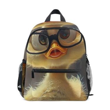 Imagem de GAIGEO Cartoon Duck Funny Kids Backpack with Whistle, 2 Bottle Pockets, Lightweight, Baby Backpack for Daycare 10x4x12 In, for Ages 3-8