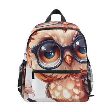 Imagem de GAIGEO Cute Owl Floral Kids Small Backpack Mini Backpack for Toddler Girls with Front Pocket, Safety Whistle for Ages 3-8