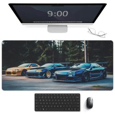 Imagem de PailailaiNest Racing JDM R34 Tapete de rato de carro esportivo grande tapete de mesa tapete de mouse de computador para teclado base antiderrapante 40 x 90 cm