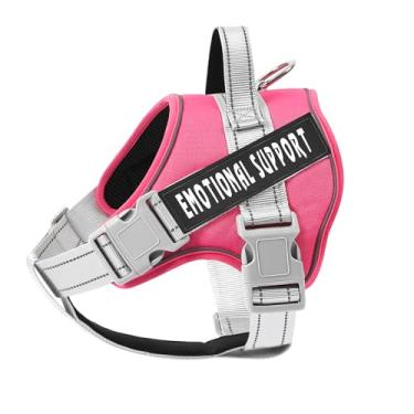 Imagem de voopet Peitoral para cães de apoio emocional, peitoral profissional para cães pequenos, médios e grandes, refletivo, respirável e ajustável, sem puxar/estrangular, arnês essencial ESA