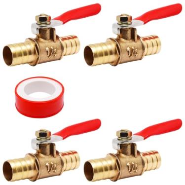 Imagem de S SYDIEN 4 peças de latão 1/2 polegada PEX Barb porta completa desligamento válvula esfera tubo crimpagem encaixe