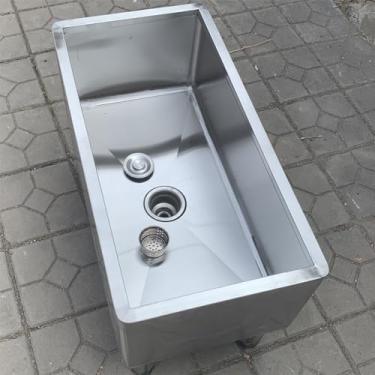 Imagem de Lavatório independente interior/exterior, lava-louças comercial para esfregona de chão com lavatório profundo, lavatório de serviço de esfregona de aço inoxidável, balde para esfregona (100 cm/39 pol)