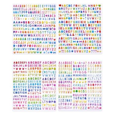 Imagem de EORTA 4 folhas de adesivos 3D de letras fofas, materiais autoadesivos do alfabeto para artesanato DIY, calendário, álbuns de recortes, agenda, diário, laptop, capa de telefone