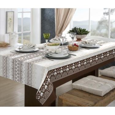 Imagem de Toalha de Mesa Linhão Rústica Oxford - Estampada, 4, 6 e 8 Lugares, Durável e Elegante para Cozinha ou Sala de Jantar(Rendada-Indiana,2,20x1,40)