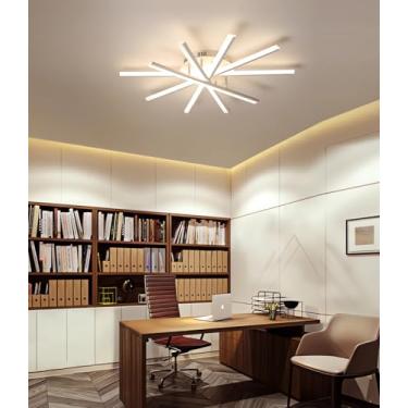 Imagem de Luminária de teto LED moderna e regulável com controle remoto para sala de estar, quarto, sala de jantar e cozinha (branca, 5 lâmpadas).