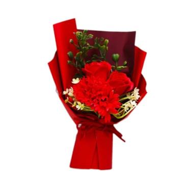 Imagem de Generic Buquê de sabonete decorativo, ornamento simulado, presente para mãe, sabonete floral, flores artificiais para aniversário, Dia dos Professores, Vermelho