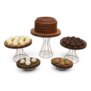 Imagem de Conjunto de suporte para bolo, bandeja, decoração para festa (Castanho escuro)