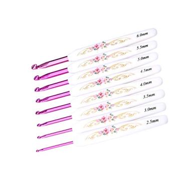 Imagem de GLOGLOW Conjunto de Gancho de crochê de Alumínio de 8 Peças, Agulhas de tricô de Kits de crochê Com Alça de Plástico Macio para Fios Pesados ​​ou Finos, 8 Tamanhos Completos para Todas As Necessidades de Gancho de de Alumínio de Peças (Alça branca grossa)