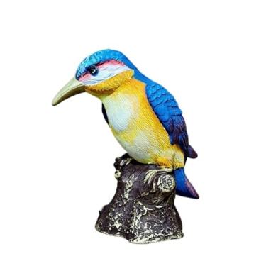 Imagem de Estátua de martim-pescador colorida feita à mão, em latão, criativa, realista, animal, pássaro, escultura, escritório, sala de estar, estudo, varanda, decoração, artesanato, coleção ornamental