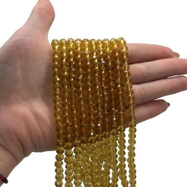 Imagem de Fios de Cristais 6mm para Bijuteria e Artesanato – 10 Fios com ~850 Pedras da Mesma Cor (Mel)