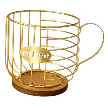 Imagem de WeiLaiKeQi Porta-cápsulas de café, recipiente para lanches, copo, cesto organizador de metal e moderno para de cozinha, mesa ou casa, Ouro