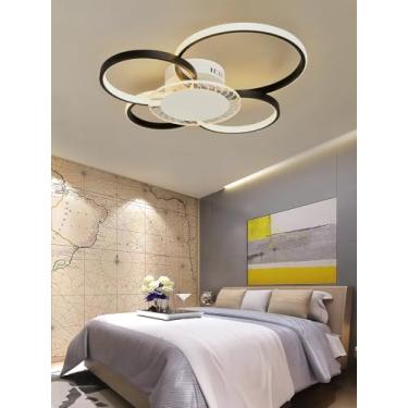 Imagem de Luminária de teto LED SSHIRUIYI, dimerizável, circular, com controle remoto, em acrílico, moderna, para sala de jantar, cozinha e quarto (preta, 58 cm).