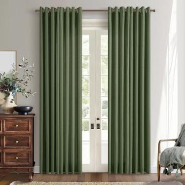 Imagem de Cortinas de Natal verde-oliva escura para sala de estar, conjunto de 2 painéis de 2 painéis semitransparentes, filtragem de luz, ilhós de bronze, elegante, boho, cortinas de casa de fazenda, cortinas