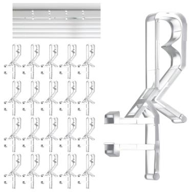 Imagem de Grevosea 24 peças de clipes de sanefa para persianas, clipes de plástico transparente de 3,5 cm com ranhura oculta para substituição de clipes de sanefa para persianas horizontais de madeira e janela