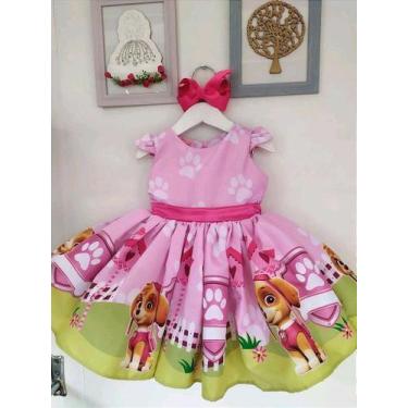 Imagem de Vestido Skye Patrulha Canina Rosa Festa Luxo, 4