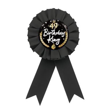 Imagem de Broche de crachá de folha de flandres It's My 49th Birthday, Roseta preta Happy 49th Birthday Button, 49 Birthday King Button for Men, Forty Nine Award Ribbon Brooch Party Supplies