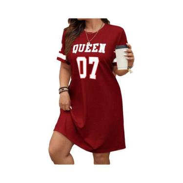 Imagem de Vestido Casual Esportivo Estampado Para Mulheres, Tamanho Plus, Para F