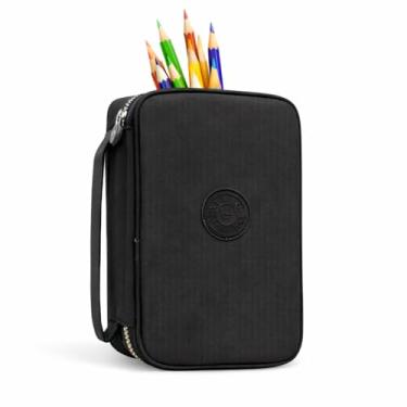 Imagem de Estojo Box Organizador Escolar Com Divisórias Multifuncional 24 Elásticos Lápis Caneta 100 Pens Masculino Feminino Premium Preto