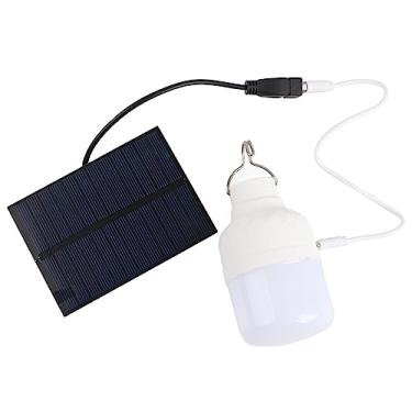 Imagem de Lâmpada LED movida a energia solar 40W 5000K luz branca 1500lm Lâmpada solar portátil com painel solar 3W 5V para acampamento, pesca, iluminação de emergência, atividades ao ar