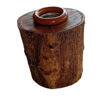 Imagem de Artesanal Abajur Rústico Madeira Cubo e/ou Tronco Luminária de Mesa (Retrô)